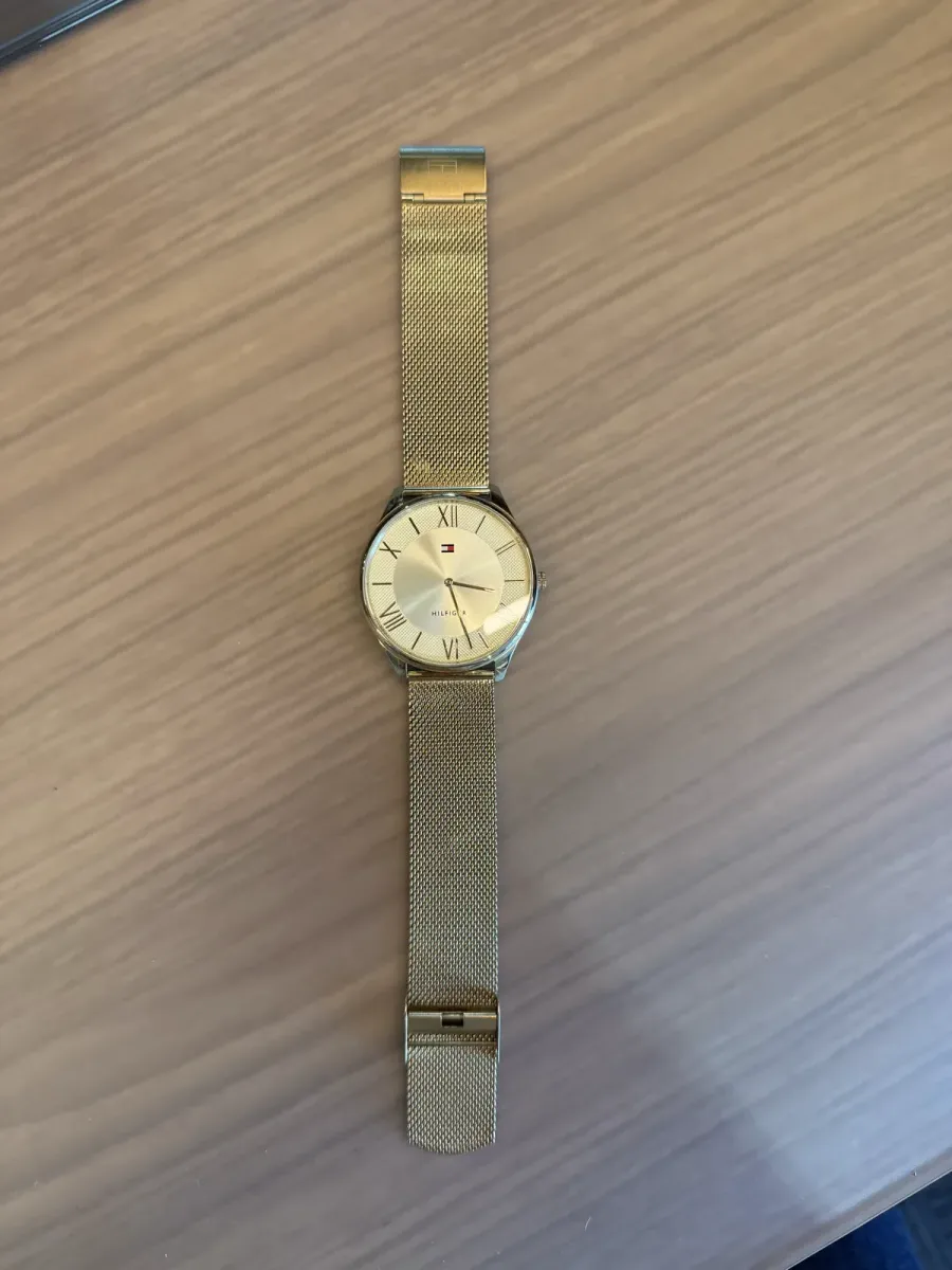 Relógio Tommy Hilfiger Dourado Slim — Pulseira Mesh (Milanês)