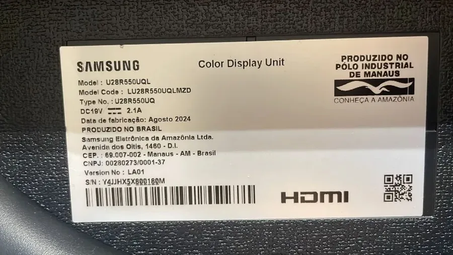 Monitor Samsung Uhd 28'' Painel IPS 4k Hdmi Freesync Série Ur550 HDR 60Hz 4ms Cor Preto