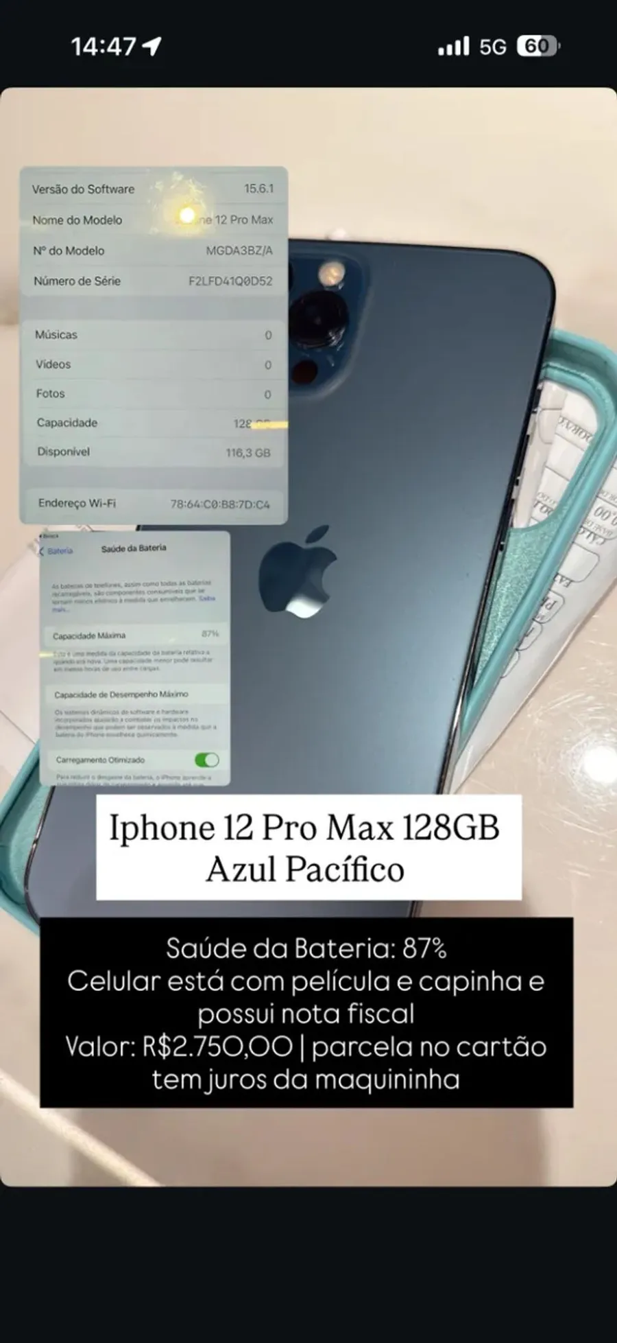 Iphone 12 PRO MAX Azul Pacífico