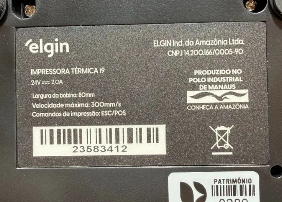 Kit 2Impressoras Térmica Monocromática Elgin I9 Full + 30 bobinas